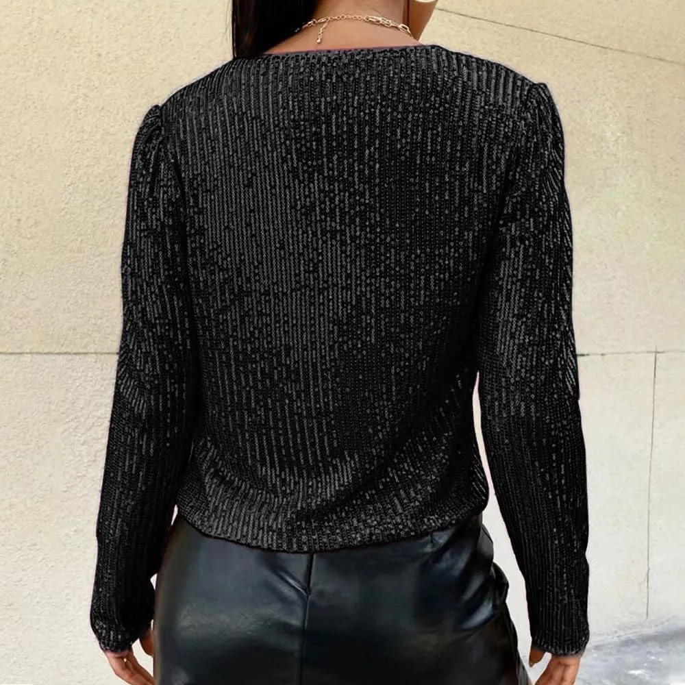 TYNORA Womens Sequin Jackets Long Sleeve Open Front Coat Glitter Short Blazer Casual Coat Party Club