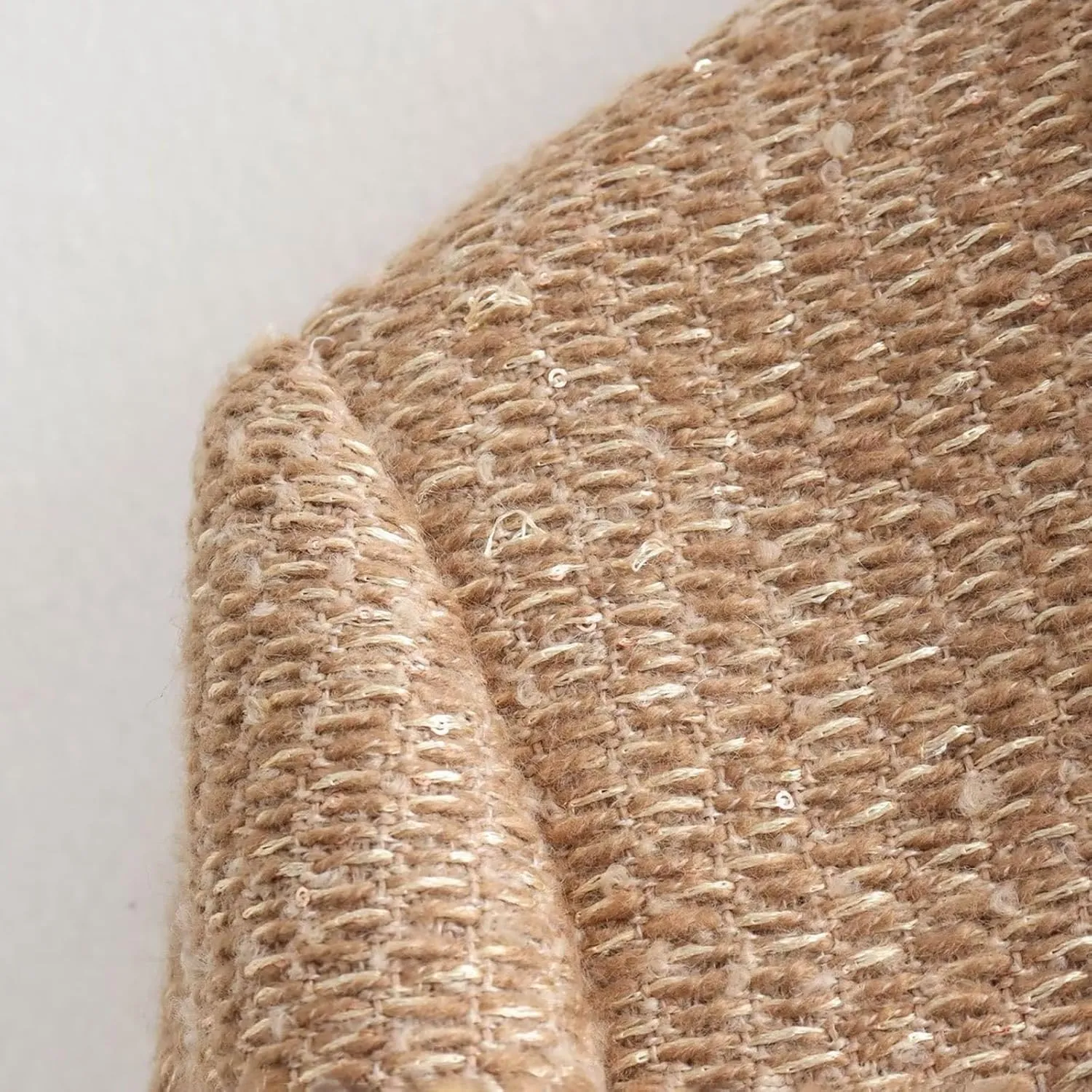 uhnmki Crop Tweed Blazer Jacket Women Collarless Open Front Button Down Business Work Casual Wool Jacket Coat