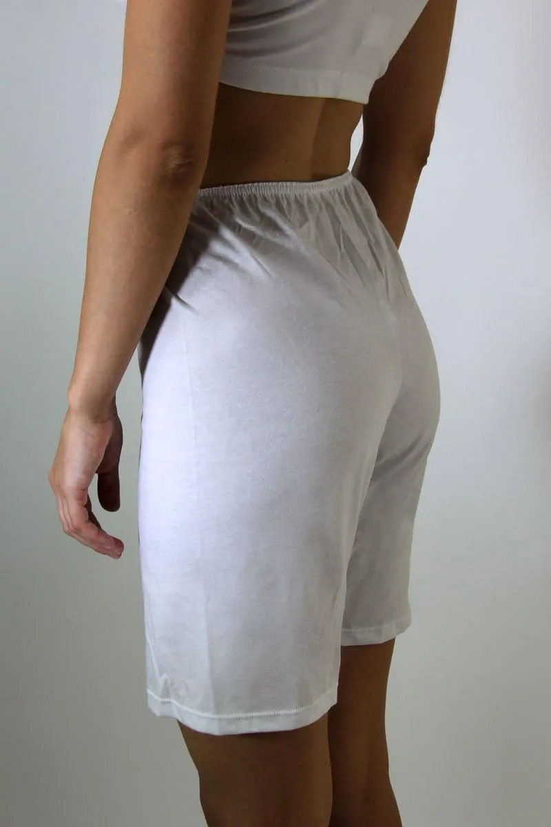 Underworks USA Womens 100% Cotton Cuff Leg Boy-Leg Brief Bloomers Pettipants Slip Shorts 8-inch Inseam 3-Pack