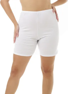 Underworks USA Womens 100% Cotton Cuff Leg Boy-Leg Brief Bloomers Pettipants Slip Shorts 8-inch Inseam 3-Pack