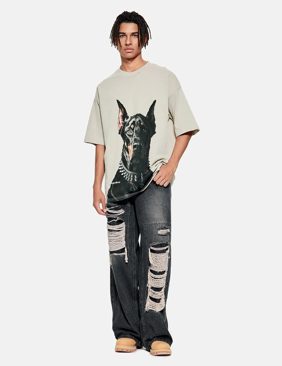 Vamtac Mens Oversized Doberman Graphic Tees Shirt Casual Summer Tops Streetwear Aesthetic T-Shirt Unisex