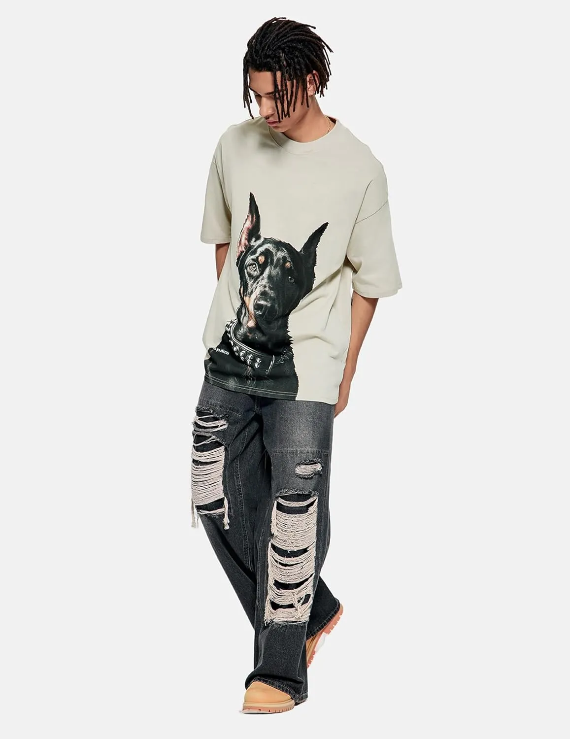 Vamtac Mens Oversized Doberman Graphic Tees Shirt Casual Summer Tops Streetwear Aesthetic T-Shirt Unisex