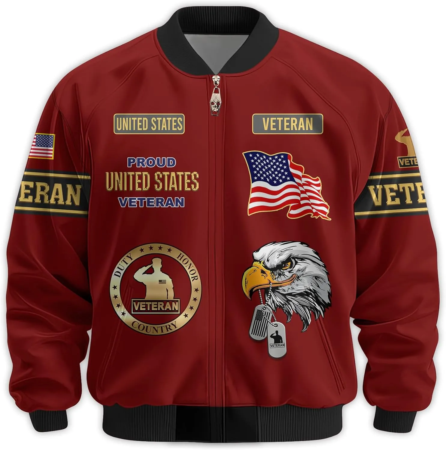 Veterans Jackets Military Bomber Jacket Men Patriotic Jacket Veteran Gifts Veterans Coat Mens Winter Jacket Veteran