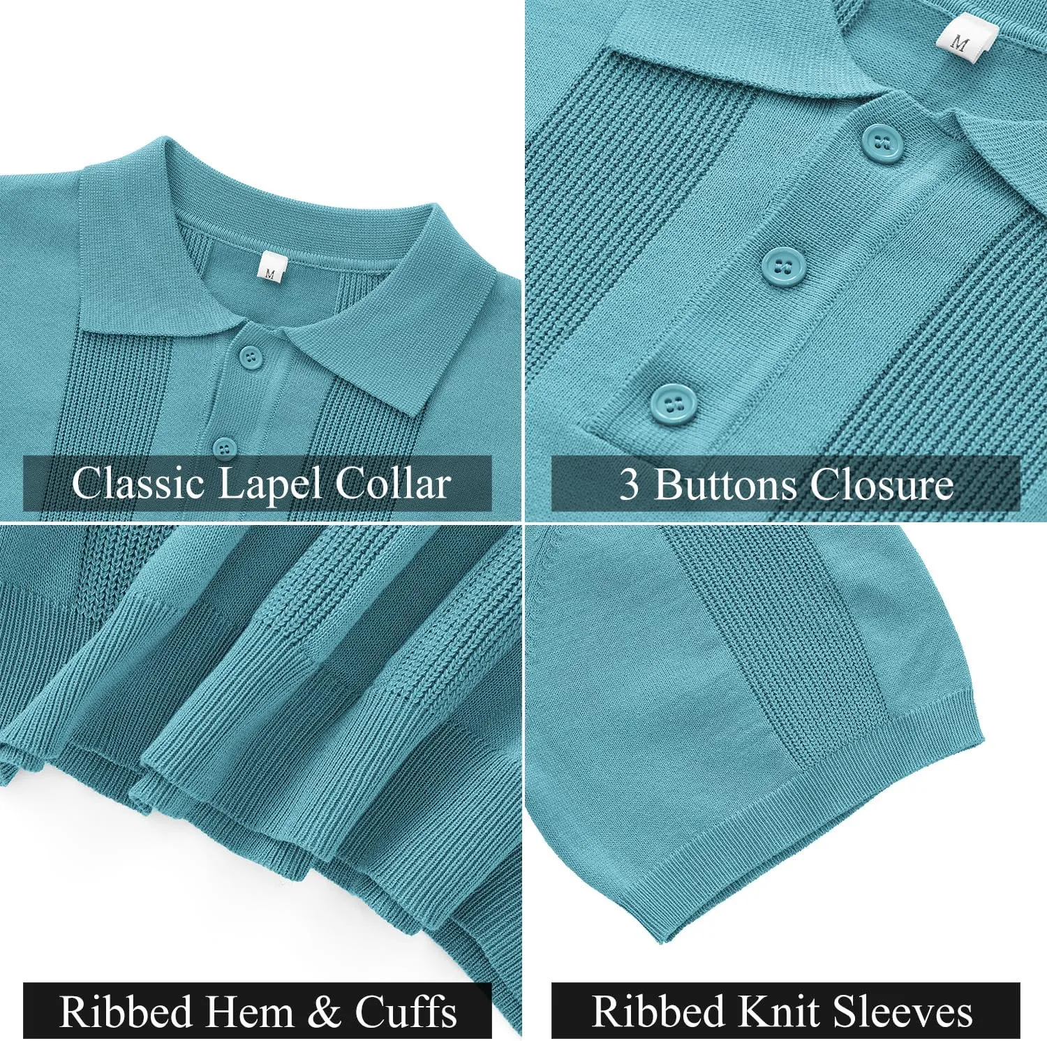 Vssjavun Mens Knit Polo Shirts Short Sleeve Textured Knitted Shirt Casual Golf Polo T Shirt