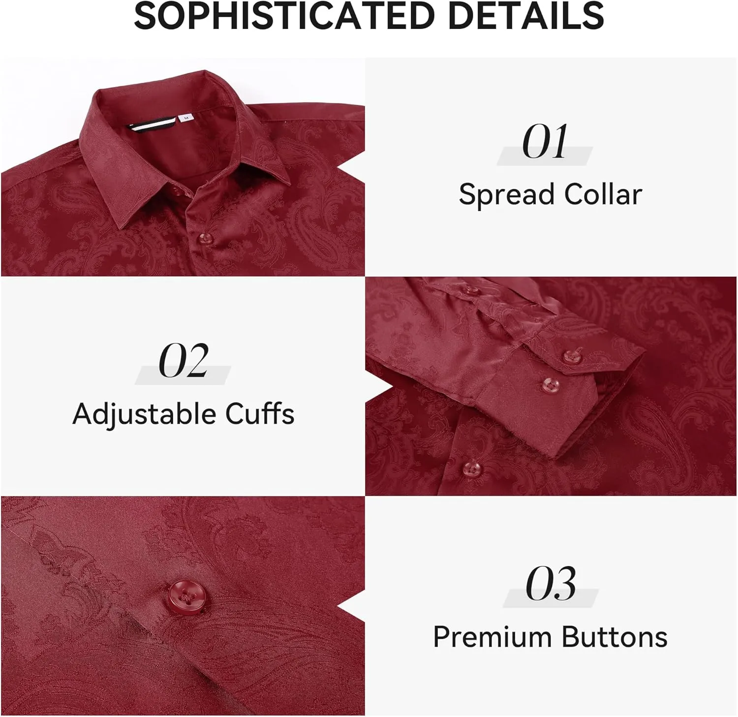 WARHORSEE Mens Silk Satin Dress Shirts Shiny Long Sleeve Button Down Shirt Party Prom Wedding Shirt