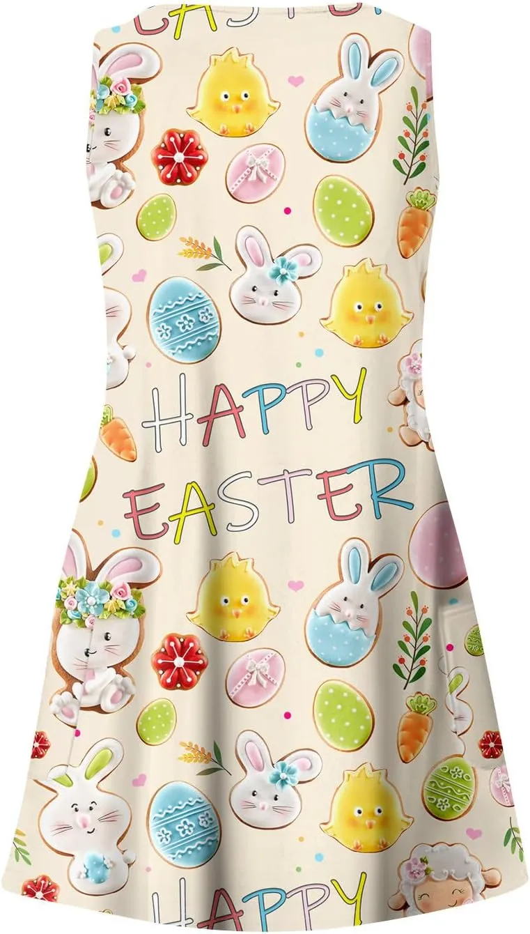 Women Summer Dresses V Neck 2025 Swimsuit Coverup Beach Printed Dress with Pocket Casual Vacation Sundress