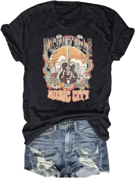 Womens Boho Floral Shirt Vintage Flower Graphic Tee T-Shirt Summer Short Sleeve T Shirts Cute T Shirt Tops