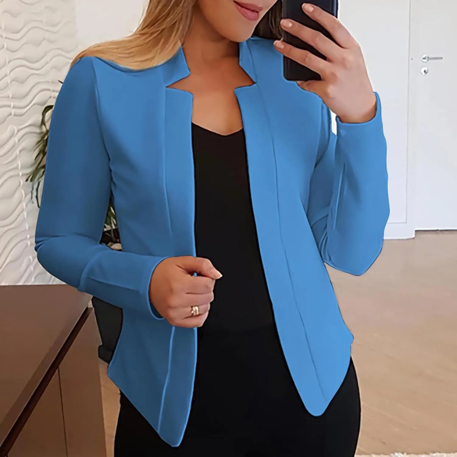 Women's Cropped Blazer Jacket Dressy Cardigan Lightweight Office Jacket Plus Size Open Front Suit Blazers Outerwear
