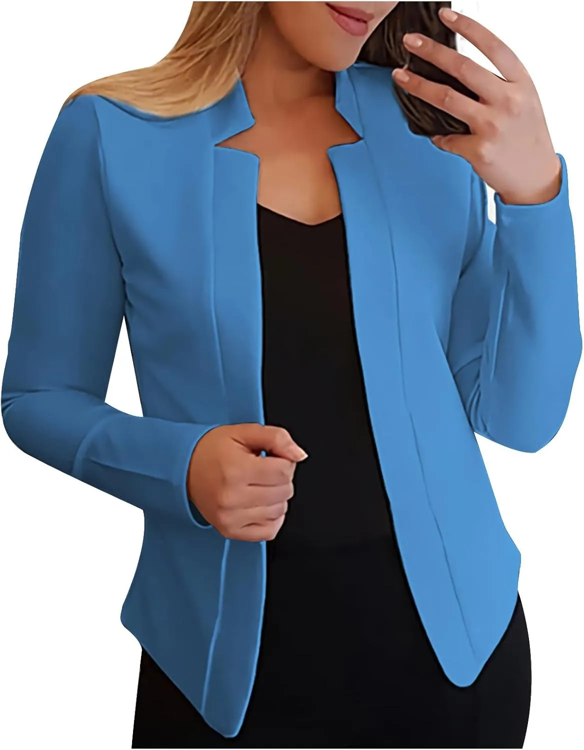 Women's Cropped Blazer Jacket Dressy Cardigan Lightweight Office Jacket Plus Size Open Front Suit Blazers Outerwear