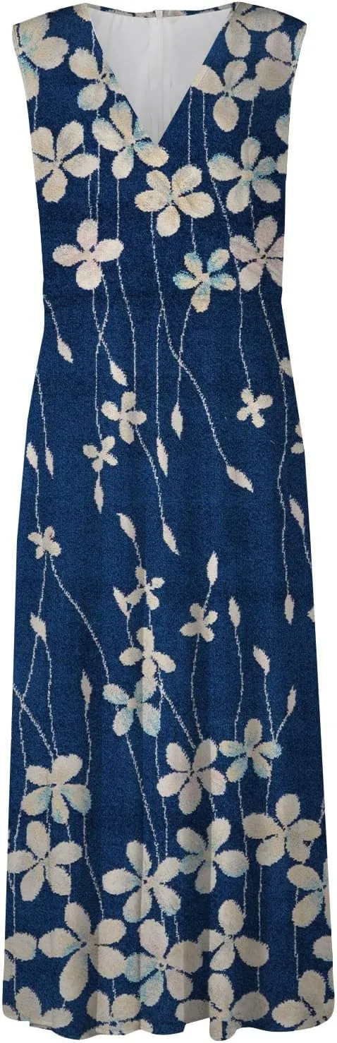 Womens Dresses Flowy Ruched Floral Print Sundresses Wrap V Neck Sleeveless Maxi Dress Elegant Beach Dresses