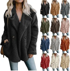 Womens Faux Fur Winter Coats Sherpa Fleece Jacket Teddy Coat for Women Button Down Shearling Oversized Shacket Jackets