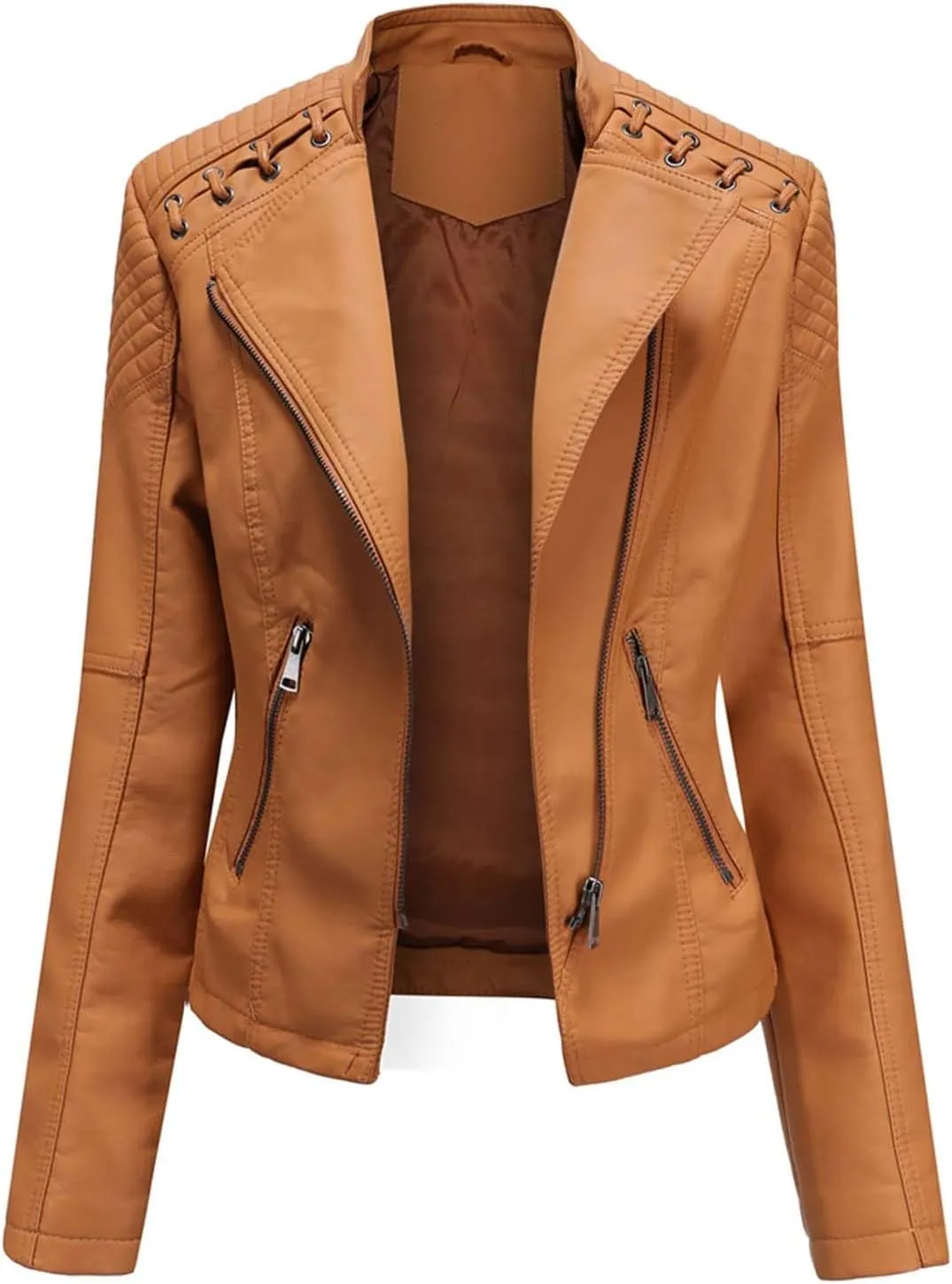 Women's Faux Leather Jacket Varsity Moto Biker Bomber Jackets Casual Lightweight Outerwear Short Coats