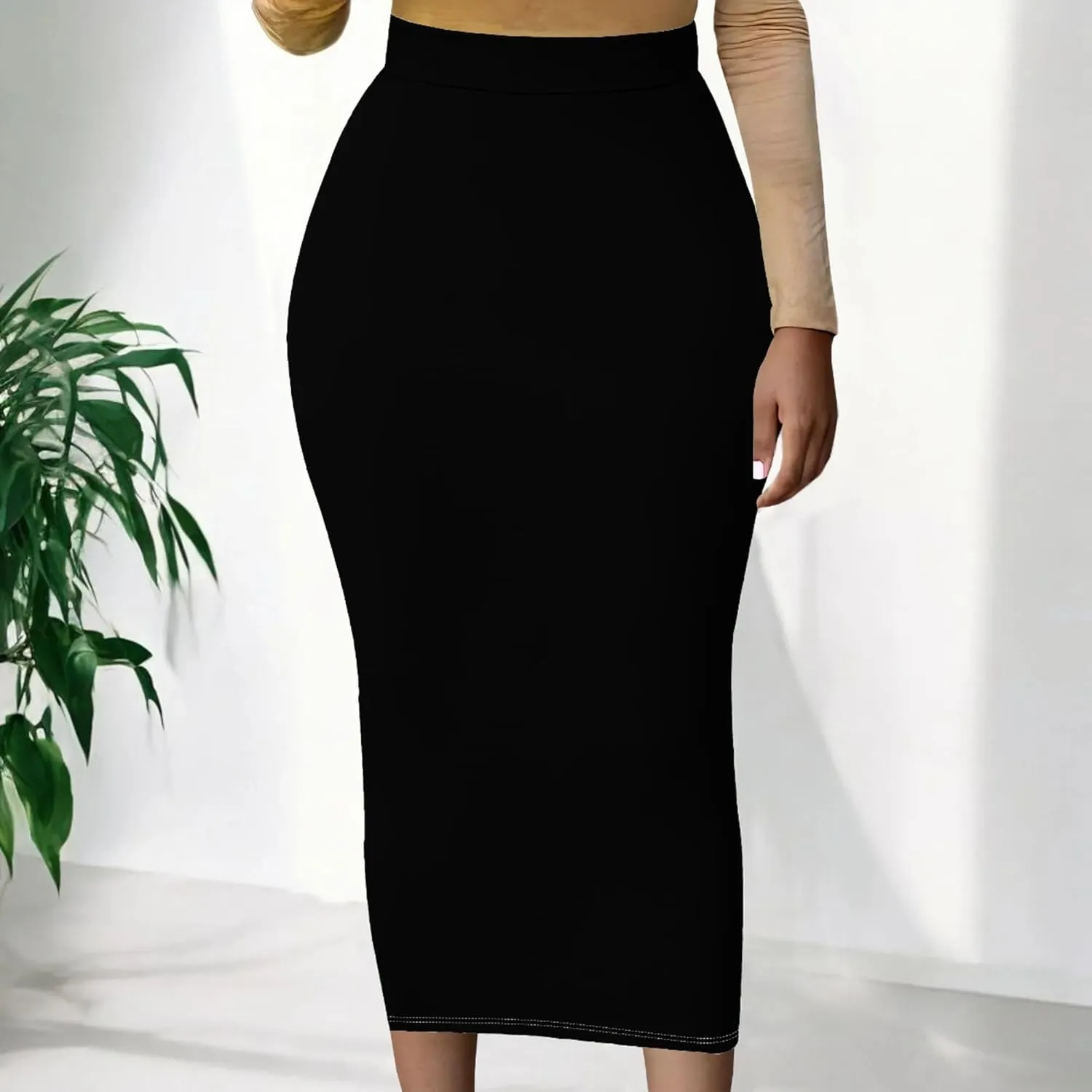 Women's High Waist Stretch Party Club Night Out Maxi Long Pencil Skirts Office Work Below Knee Bodycon for Business Casual