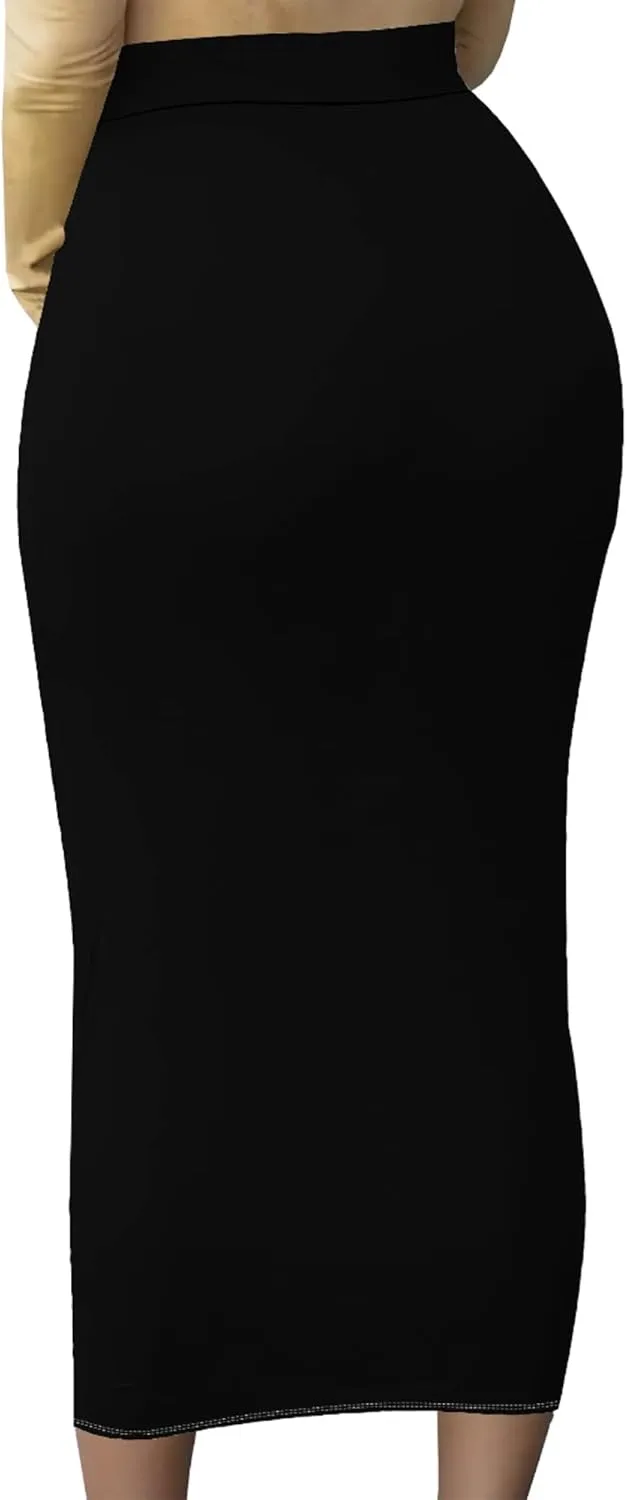 Women's High Waist Stretch Party Club Night Out Maxi Long Pencil Skirts Office Work Below Knee Bodycon for Business Casual