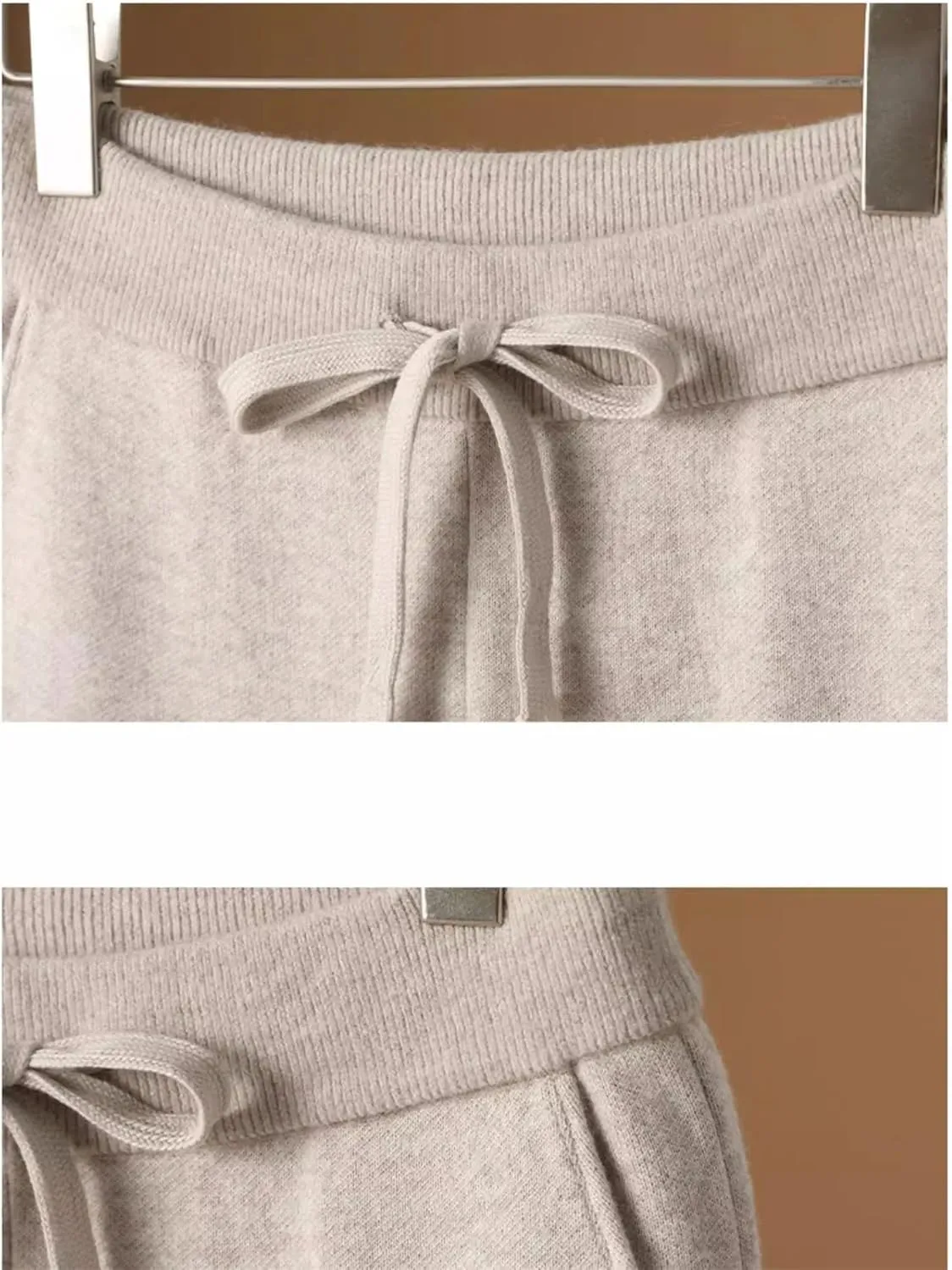 Women's High Waist Wide-Leg Pants Winter Loose Straight Knit Wool Pants Grandma Mop Trousers