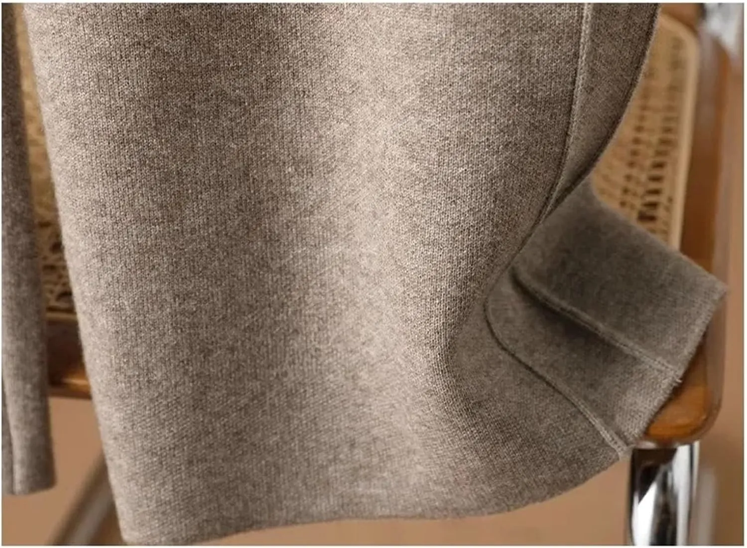 Women's High Waist Wide-Leg Pants Winter Loose Straight Knit Wool Pants Grandma Mop Trousers