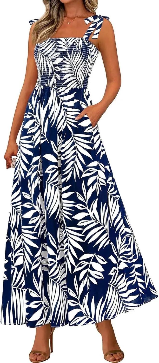 Womens Maxi Dress Flowy Vacation Sundress Casual Loose High Waist Floral Dresses 2025 Summer A Line Long Dress