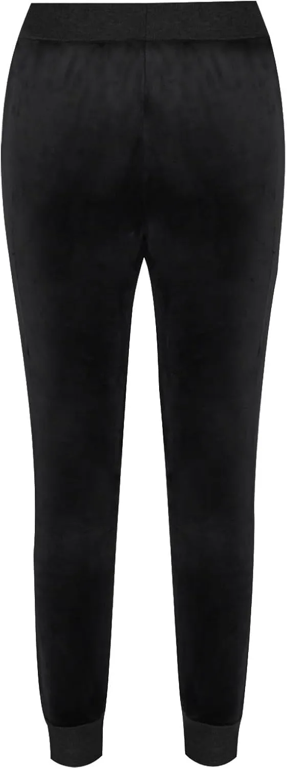 Women's Velvet Joggers Fleece Lined Soft Warm Winter Sweatpants Velour Casual Drawstring Running Pants with Pocket