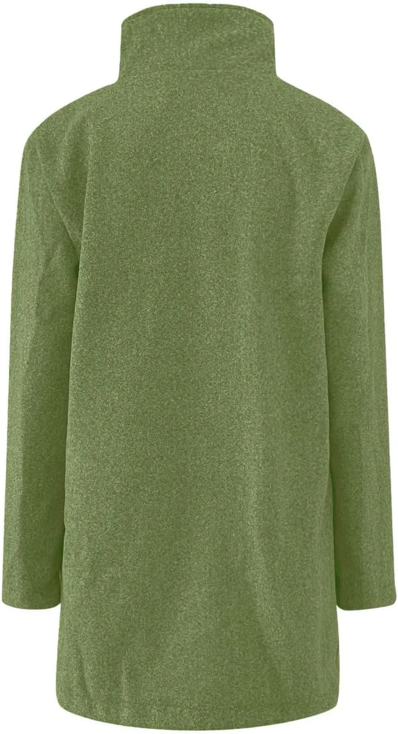 Women's Winter Single Breasted Pea Coat Casaul Fashion Mid Long Jacket Stand Collar Wool Elegant Oversized Coats