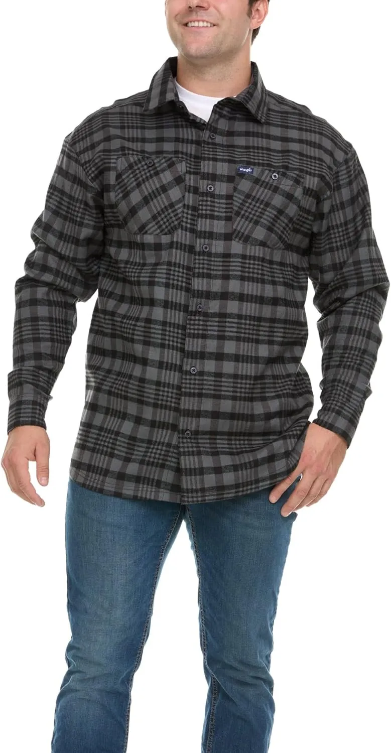 Wrangler Big and Tall Flannel Shirt for Men  Mens Button Down Plaid Shirt
