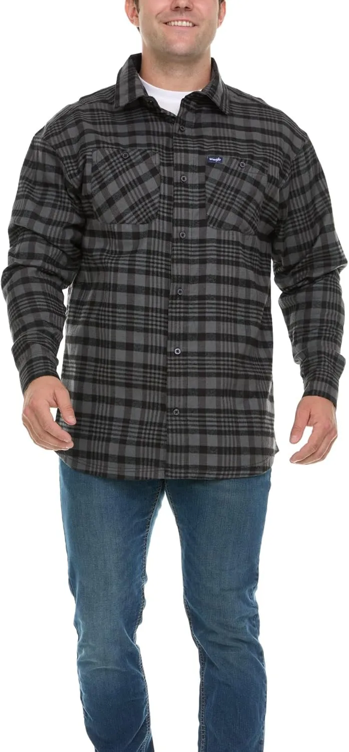 Wrangler Big and Tall Flannel Shirt for Men  Mens Button Down Plaid Shirt