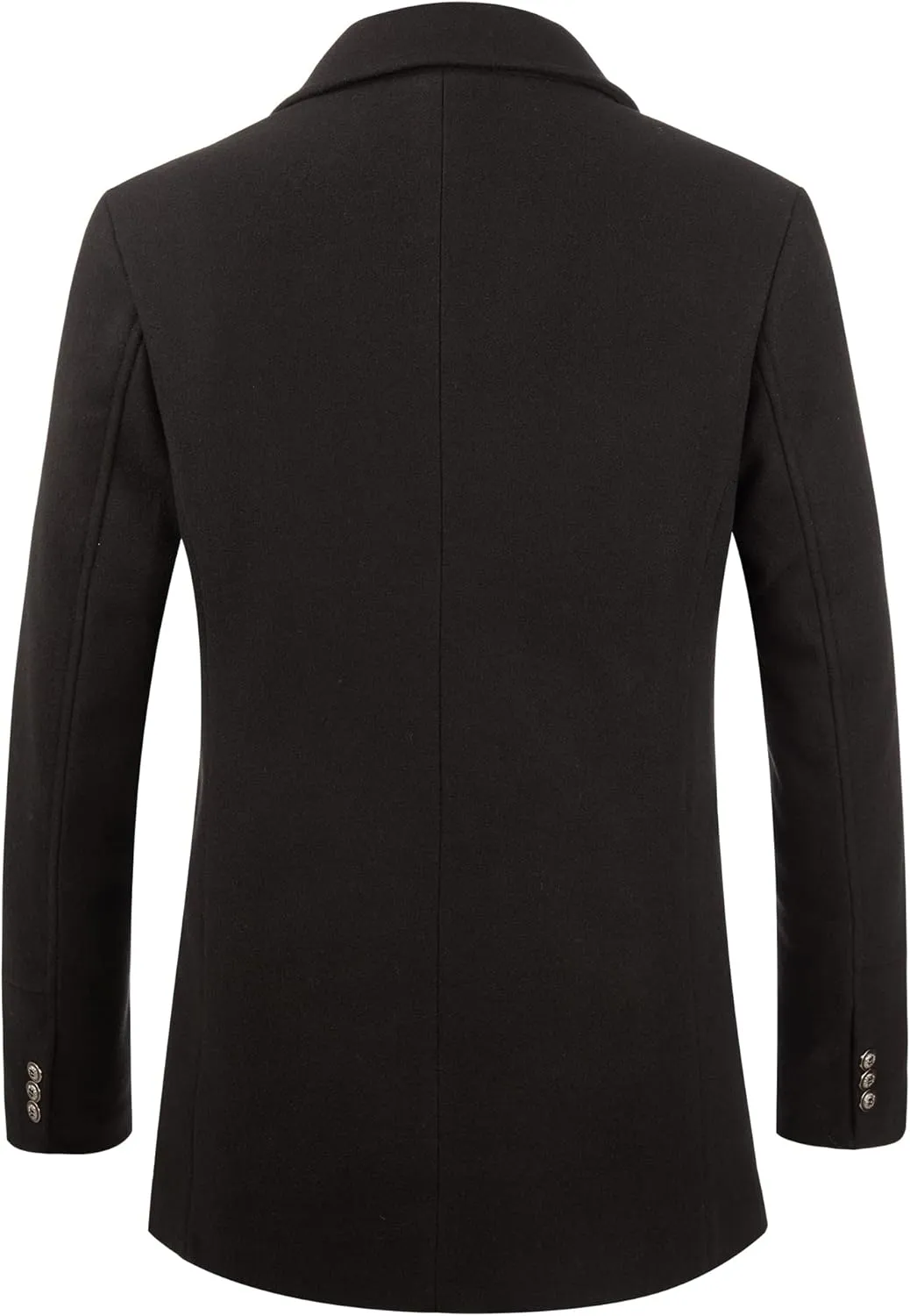 WULFUL Mens Wool Blend Winter Coat Slim Fit Short Trenchcoat Warm Business Jacket with Detachable Soft Wool Scarf