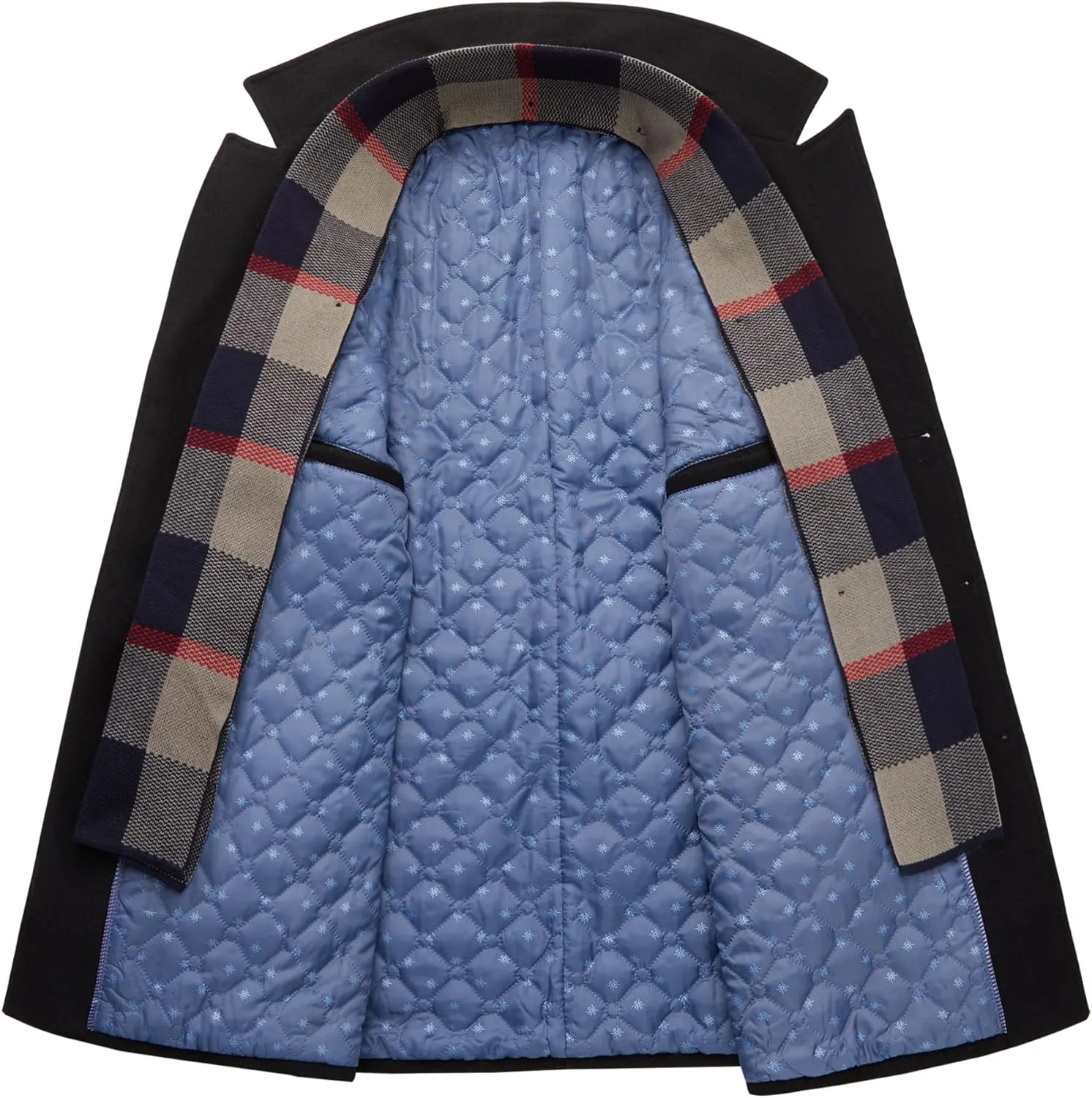 WULFUL Mens Wool Blend Winter Coat Slim Fit Short Trenchcoat Warm Business Jacket with Detachable Soft Wool Scarf